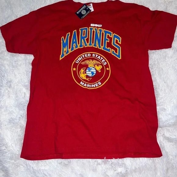 NWT United States Marines Red Graphic Tee Marine Logo - Puff Print size Large - Picture 2 of 4